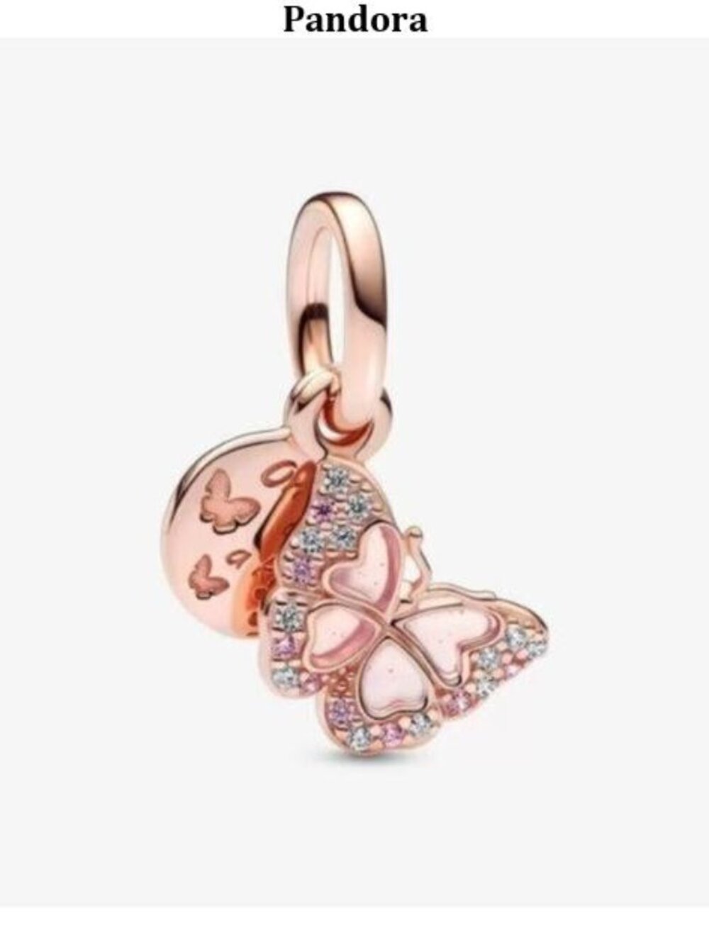 Pandora Pink Butterfly & Quote Double Dangle Charm